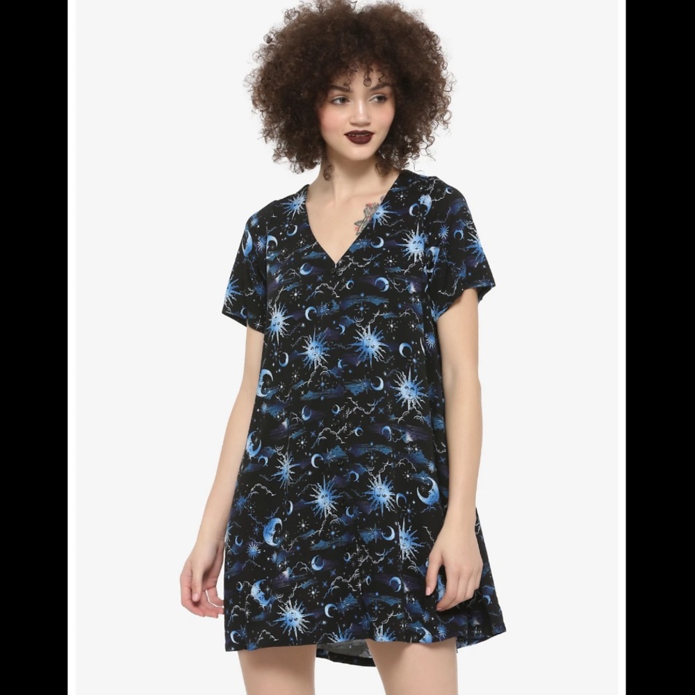 Hot Topic Blue Celestial Button-Front Dress